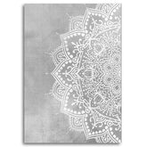 Bohemian Mandala Yoga Canvas – Beige, Grey & White Wall Art - Muselune