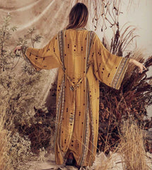 Boho Print Kimono Cover-Up – Belted Beach Dress - Muselune