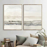 Beige and Grey Canvas Paintings Abstract Watercolor Posters and Prints Modern Minimalist Wall Art Pictures for Living Room Decor - Muselune