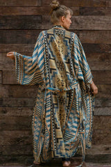 Boho Print Kimono Cover-Up – Belted Beach Dress - Muselune