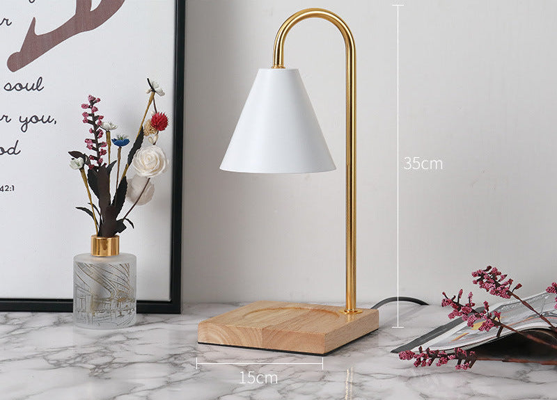 Cross-border simple aromatherapy wax lamp iron art wood tabletop night light romantic bedside lamp fireless essential oil melt candle lamp Muselune