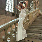 Autumn Elegant Lace Fishbone Bandeau Slim-fit Long Dress Suit - Muselune