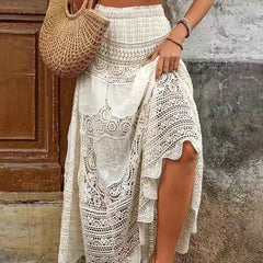 French Retro Hollow Knitted Big Hem Skirt - Muselune