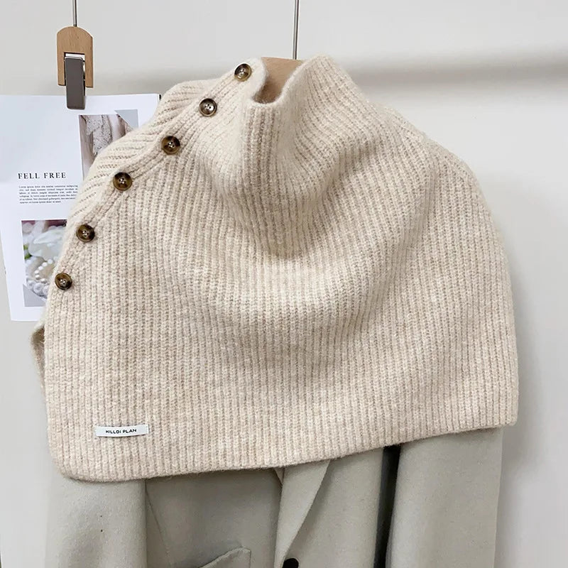 Cloak Poncho Cape Button split knitted cape shawl Muselune