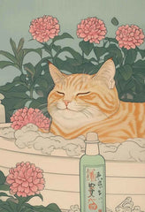 Japanese Tabby Cat Poster – Retro Art for Japandi Decor - Muselune