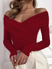 Red Off-Shoulder Bodysuit – Sexy, Slim & Street-Chic - Muselune