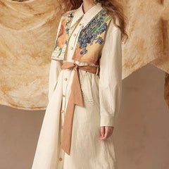 Muse Van Gogh Floral fake two-piece dress - Muselune