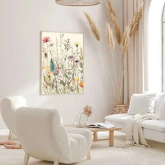 Modern Botanical Watercolor Canvas – Wild Flowers & Leaves Wall Art - Muselune