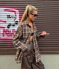 Vintage Plaid Shirt – Loose Fit & Long Sleeves