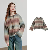 Round Neck Gradient Mohair Lightweight Woolen Knitted  Tops Muselune