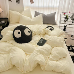 Pure Black Duvet Cover Microfiber Solid Color Bedding Set - Muselune