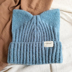 Cute Cat Ear Beanie Knitted Hap Muselune
