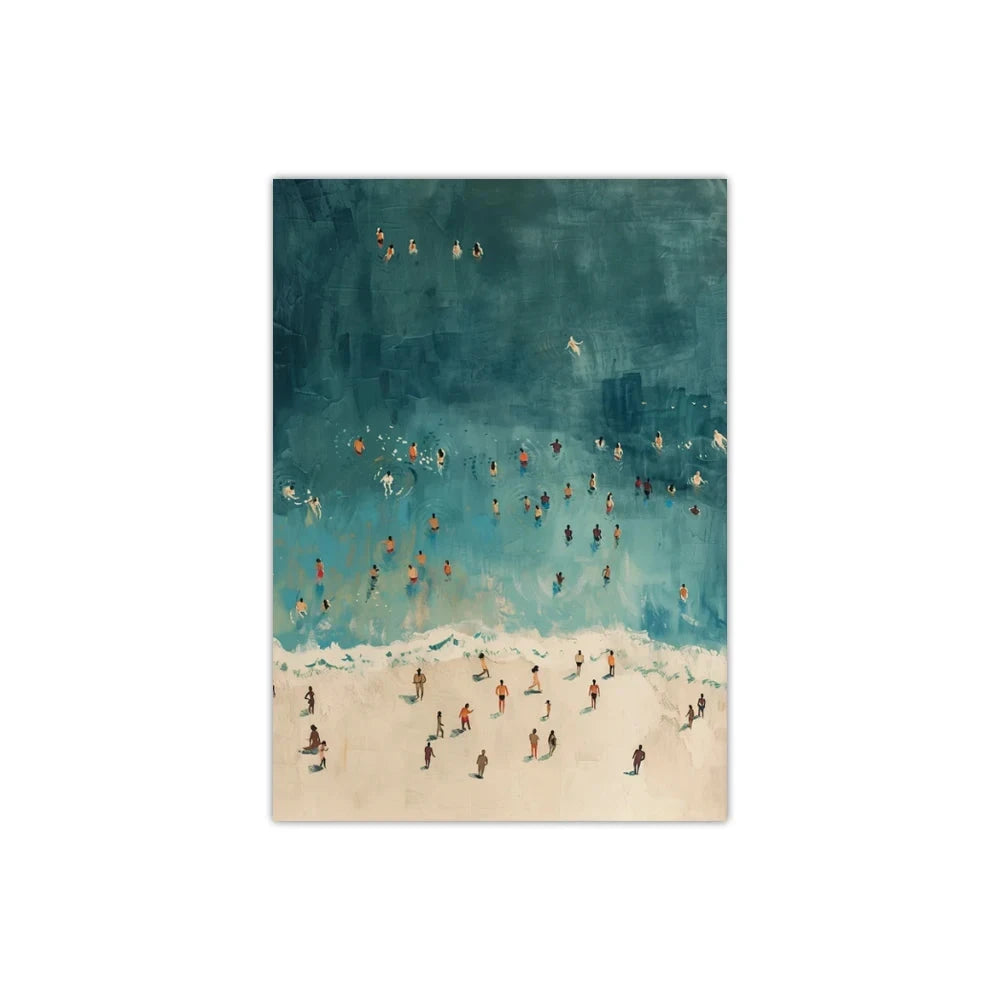 Summer Ocean Swimming Canvas – Modern Minimalist Wall Art - Muselune