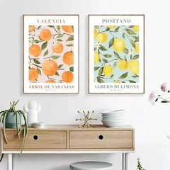 Abstract Lemon Flower Eye Orange Vintage Plant Wall Art Canvas Painting Posters and Prints Wall Pictures for Living Room Decor - Muselune