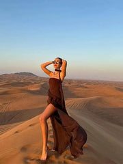 Ribbon Mesh Strapless Mesh Maxi Dress - Muselune