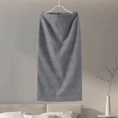 Slim Woolen Pleated Coat Skirts Sets Muselune