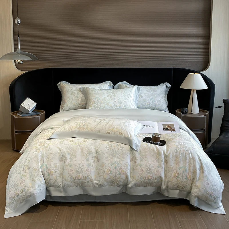 Luxury Fiber Soft Silky Duvet Flowers and Plants Bedding Set - Muselune