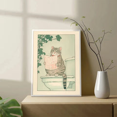 Japanese Tabby Cat Poster – Retro Art for Japandi Decor - Muselune