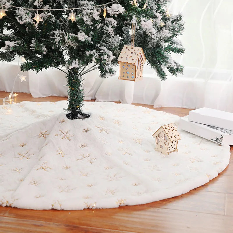 Fashion Christmas Tree Skirt Mat Under The Decorations For Home Snowflake 78/90/122cm New Foot Carpet 2026 Christmas Decor Muselune
