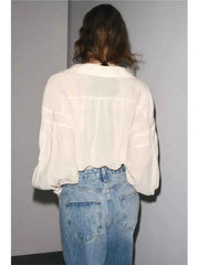 Romantic V-Neck Pleated Shirt