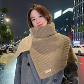 Solid Two Color Neck Wool knitted Shawl Muselune