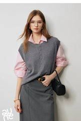 Autumn New Twisted Sleeveless V Neck Pullover Sweater Tops - Muselune