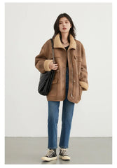 CHIC VEN Women's Jackets Casual Loose Stand Up Collar Coats Reversible Streetwear Female Warm Clothing Autumn Winter New 2024 Muselune