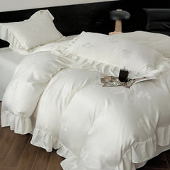 Black /White Butterfly knot jacquard Bedding Set - Muselune