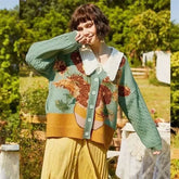 Muse Spring and Autumn Retro V-neck Sweater Coat - Muselune