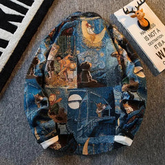 Muse Vintage Van Gogh Oil Painting Long-sleeved Shirt - Muselune