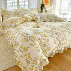 Floral Ruffle Quilt bedding – 100% Cotton - Muselune