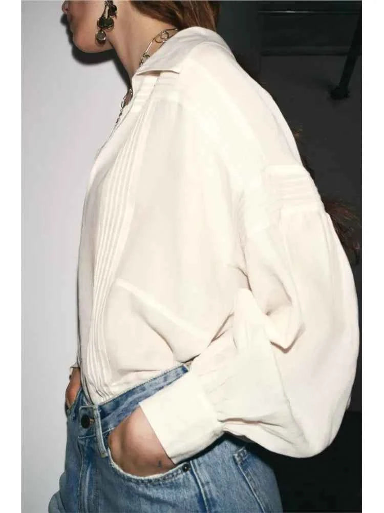 Romantic V-Neck Pleated Shirt