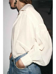 Romantic V-Neck Pleated Shirt