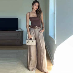 Fashion Straight High Waist Long Jumpsuit Pant