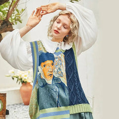 Muse Van Gogh Art Saint Remi Knitted Sweater Top - Muselune