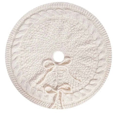 Knitted Red & White Christmas Tree Skirt/Mat - 18 inches