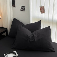 Pure Black Duvet Cover Microfiber Solid Color Bedding Set - Muselune