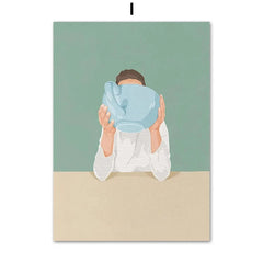 Laundry Girl Canvas – Nordic Washing Machine & Bathtub Wall Art - Muselune