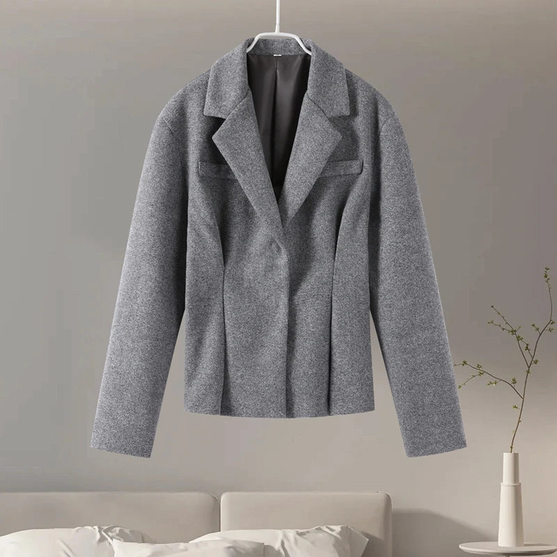 Slim Woolen Pleated Coat Skirts Sets Muselune