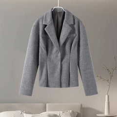 Slim Woolen Pleated Coat Skirts Sets Muselune