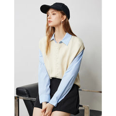 Autumn New Twisted Sleeveless V Neck Pullover Sweater Tops - Muselune