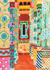 Colorful Mountain City Canvas – Abstract Travel-Inspired Wall Art - Muselune