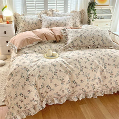 Floral Ruffle Quilt bedding – 100% Cotton - Muselune