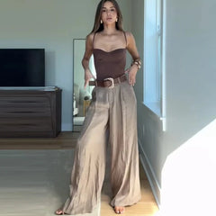 Fashion Straight High Waist Long Jumpsuit Pant