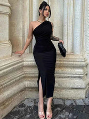 Elegant Split Sleeveless Slim Maxi Dress - Muselune