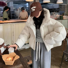 Thick Warm Parkas Loose White Duck Pink Jacket Muselune