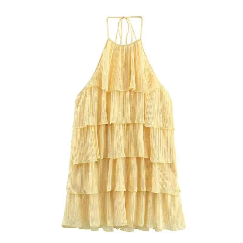 Backless Ruffle Cake Dress - Muselune