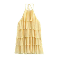 Backless Ruffle Cake Dress - Muselune