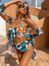 Floral Triangle Bikini Set – High Waist 3-Piece with Push-Up - Muselune