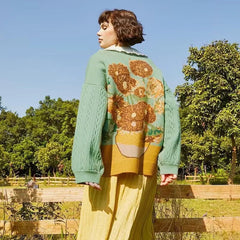 Muse Spring and Autumn Retro V-neck Sweater Coat - Muselune